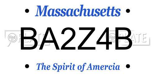 BA2Z4B Massachusetts License Plate