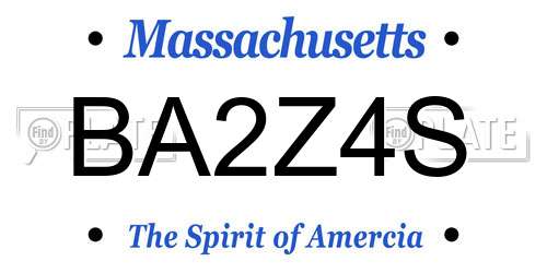 BA2Z4S Massachusetts License Plate