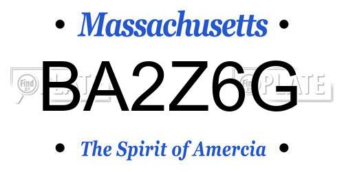 BA2Z6G Massachusetts License Plate