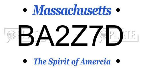 BA2Z7D Massachusetts License Plate