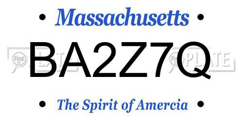 BA2Z7Q Massachusetts License Plate