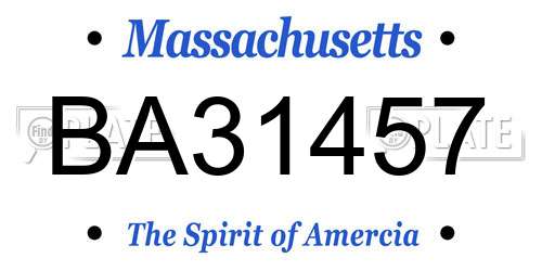 BA31457 Massachusetts License Plate