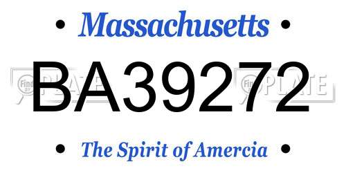 BA39272 Massachusetts License Plate