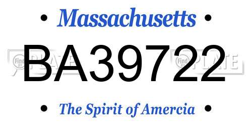 BA39722 Massachusetts License Plate