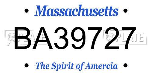 BA39727 Massachusetts License Plate