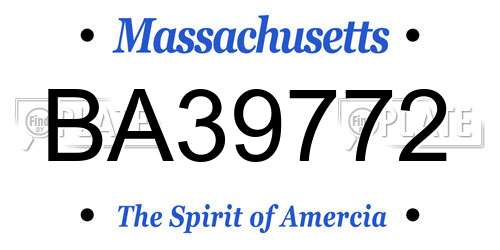 BA39772 Massachusetts License Plate