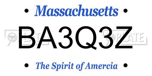 BA3Q3Z Massachusetts License Plate