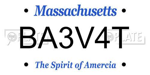 BA3V4T Massachusetts License Plate