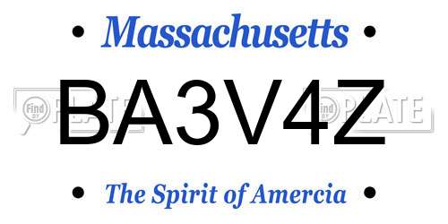 BA3V4Z Massachusetts License Plate