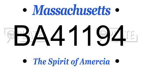 BA41194 Massachusetts License Plate