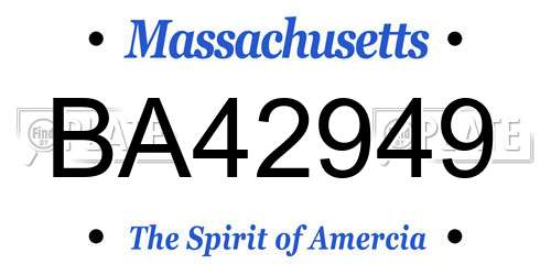 BA42949 Massachusetts License Plate