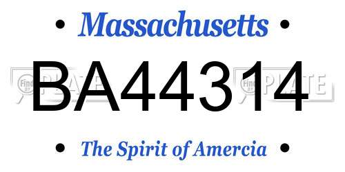 BA44314 Massachusetts License Plate