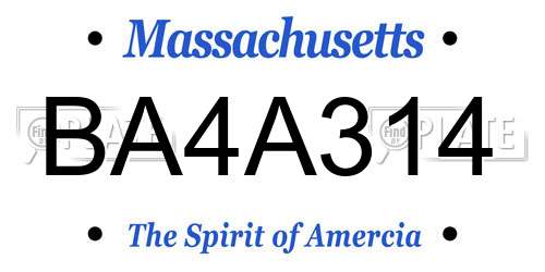 BA4A314 Massachusetts License Plate