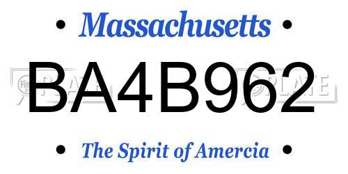 BA4B962 Massachusetts License Plate