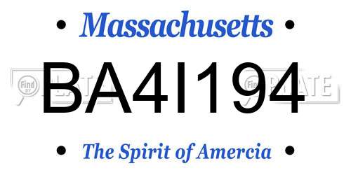 BA4I194 Massachusetts License Plate