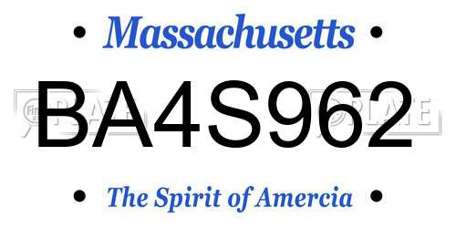 BA4S962 Massachusetts License Plate