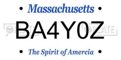 BA4Y0Z Massachusetts License Plate