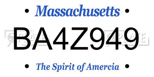 BA4Z949 Massachusetts License Plate