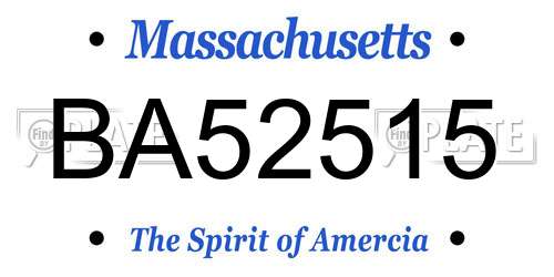 BA52515 Massachusetts License Plate