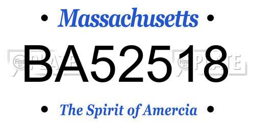BA52518 Massachusetts License Plate
