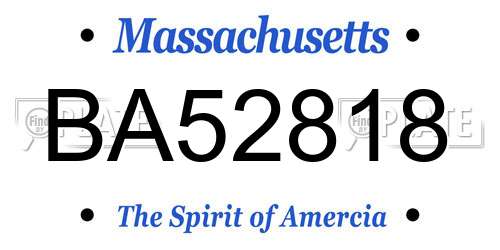 BA52818 Massachusetts License Plate