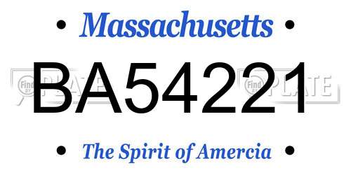 BA54221 Massachusetts License Plate