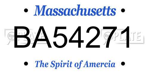 BA54271 Massachusetts License Plate