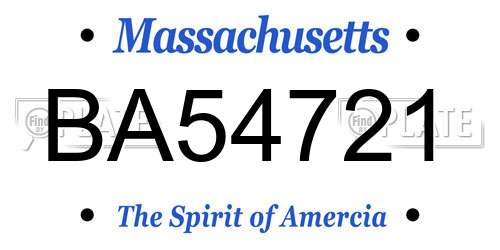 BA54721 Massachusetts License Plate