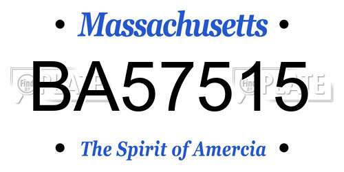 BA57515 Massachusetts License Plate