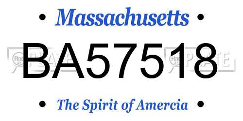 BA57518 Massachusetts License Plate