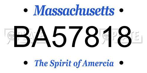 BA57818 Massachusetts License Plate