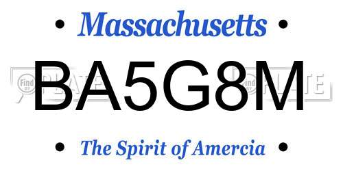 BA5G8M Massachusetts License Plate