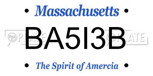 BA5I3B Massachusetts License Plate