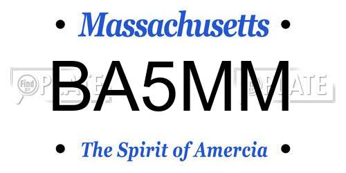 BA5MM Massachusetts License Plate