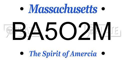 BA5O2M Massachusetts License Plate