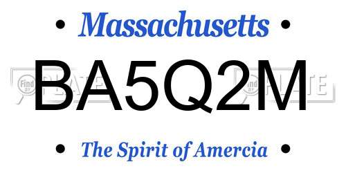 BA5Q2M Massachusetts License Plate