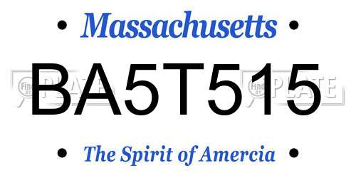BA5T515 Massachusetts License Plate