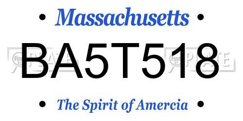 BA5T518 Massachusetts License Plate