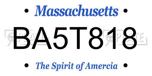 BA5T818 Massachusetts License Plate