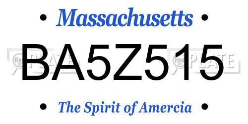 BA5Z515 Massachusetts License Plate