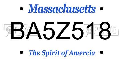 BA5Z518 Massachusetts License Plate