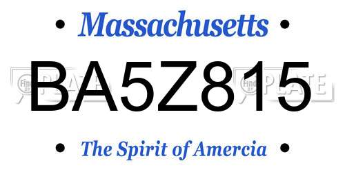 BA5Z815 Massachusetts License Plate