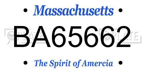 BA65662 Massachusetts License Plate