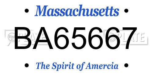 BA65667 Massachusetts License Plate
