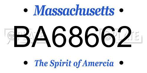 BA68662 Massachusetts License Plate