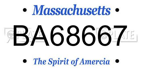 BA68667 Massachusetts License Plate