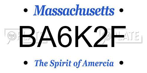 BA6K2F Massachusetts License Plate
