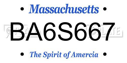 BA6S667 Massachusetts License Plate