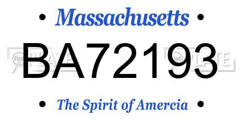 BA72193 Massachusetts License Plate