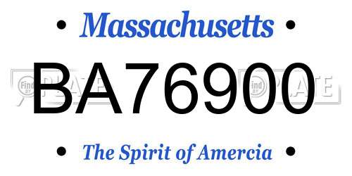 BA76900 Massachusetts License Plate